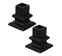 Operitacx 2pcs Stair Post Repair Mount Black Iron Railing Base with Reinforced Stable Design Easy DIY Assembly for Indoor Outdoor Handrail Baluster Brackets Compatible with Porch Deck