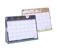 Operitacx 2pcs Standing Flip Desktop Calendar with Habit Tracking Daily Check In Small Portable Twin Wire Monthly Planner for Home Office School English Layout for Global Use