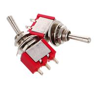 Operitacx 2pcs Toggle Switch 3 Pin Terminals 3 Position Momentary Mini Toggle Switch Copper Red M6 Mounting Thread for Boat Marine Circuit Control Applications and Electronic Devices