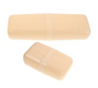 Operitacx 2pcs Travel Toothbrush Holders Travel Toothbrush Toothpaste Holder Set Multifunctional Use Safe Ps+pp Materials Stylish Elegant Design Beige Camping Oral Care Storage