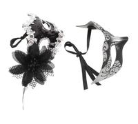 Operitacx 2pcs Venetian Masquerade Masks for Couples Set Silver Half Face Mask Lightweight Comfortable Secure Fit for Mardi Gras Halloween Party Costume Accessory