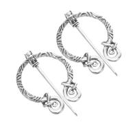 Operitacx 2pcs Viking Cloak Pin Antique Silver Brooch Shawl Clasp for Women Versatile Metal Badge Fastener Medieval Costume Accessory Durable Design