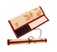 Operitacx 2pcs Vintage Bamboo Paint Brush Case Roll-up Organizer for Artists Calligraphy Brush Storage Bag Holder