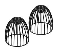 Operitacx 2pcs Vintage Birdcage Lampshades in Black Iron, Easy Installation Metal Cage Lightshade with Versatile Design, Decorative Pendant Light Covers for Living Room and DIY Projects