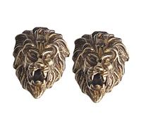Operitacx 2pcs Vintage Brass Lion Head Buttons Antique Pants Button Fastener for DIY Clothes Craft Decorative Buckle for Bags Belts Multipurpose Sewing Accessory with Fine Texture and