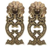 Operitacx 2Pcs Vintage Copper Drawer Knobs Chinese Style Cabinet Pulls Dresser Handles for Cupboards and Furniture Single Design Easy to Install Antique Bronze Finish