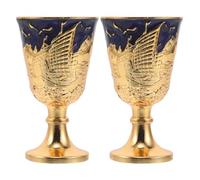 Operitacx 2pcs Vintage Goblet Drinking Glasses Set Made of Zinc Alloy Fine Craftsmanship and Wear Resistance, Blue Colour, for Home Decor and Christmas Party Favour