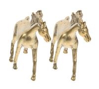Operitacx 2pcs Vintage Inspired Horse Figurines Made of Brass and Copper, Symbolizing Prosperity and Creating Positive Energy Field, Ornament for Coffee Tables and Home Décor
