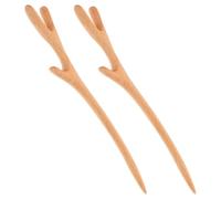 Operitacx 2pcs Vintage Peach Wood Hair Sticks with Comfortable Touch for Holding Hair Bun Decorative Pins for Anniversaries and Special Days
