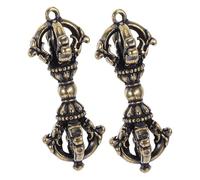 Operitacx 2pcs Vintage Tibetan Amulet Keychain Pendants Antique Brass Phurba Pendant for Decor Unique Tibetan Deity Charm Retro Style Spiritual Accessory for Personal Belief