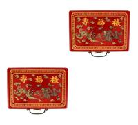 Operitacx 2pcs Vintage Wooden Mahjong Box with Handle for Organising Tiles