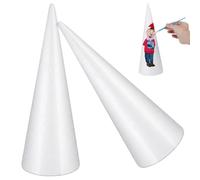Operitacx 2Pcs White Foam Cones for Craft 30Cm Polystyrene Cones for Kids Crafts DIY Decoration Christmas Halloween Party Supplies
