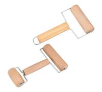 Operitacx 2pcs Wooden Rolling Pin for Baking Pizza Pastry Dough with Comfortable Grip Handles Food-Grade Beech Wood Kitchen Roller for Crusts Cookies and Tarts Easy to Clean Household Baking