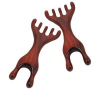 Operitacx 2pcs Wooden Scalp Massager Comb Meridians Scalp Gua Sha Comb Relieves Muscle Tension Stimulates Acupoints Six-Claw Design Long Handle Natural Wood for Daily Home Use Men Women