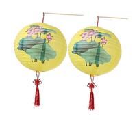 Operitacx 2pcs Yellow Chinese Paper Lanterns Luminous Hanging Lanterns for Home Decoration Party Wedding Decor for Year Themed Events