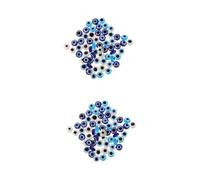 Operitacx 2sets Flat Round Turkish Evil Eye Beads Spacer Charms for DIY Jewelry Making Bracelet Earring Crafts Glass Beads for Creative Handmade Accessories 60pcs*2