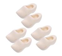 Operitacx 3 Pairs Miniature Wooden Shoes Unpainted Blank Craft Doll House Accessories Dutch Clogs for DIY Decoration