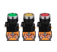 Operitacx 3 Pcs Black Momentary Push Button with 22mm Panel Cutout, Easy to Operate and Install, Suitable for Electronic Devices and Industrial Control Panels