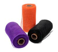 Operitacx 3 Rolls of Halloween Poly Mesh Ribbon for Wreath Making Metallic Foil Poly Mesh