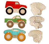 Operitacx 30 Pcs Unfinished Wood Truck Cutouts for Crafts Wood Blocks Vehicles to Paint Handmade Wooden Monster Car Decorations Party Favors DIY Craft Supplies