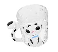 Operitacx 300ml Embossed Cute Cat Coffee Cup with Handle Glass Mug