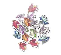 Operitacx 30pc 2 Holes Colourful Cartoon Mythical Horse Wooden Sewing Buttons for Boys and Girls DIY Crafts Knitting Scrapbook Mixed Colours Vintage Decor Bamboo