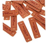 Operitacx 30pcs Handmade Leather Tags for DIY Clothing and Bags These Sew in Labels are Made Love for Crochet and Knitting Projects Handmade Leather Tags for Crafting