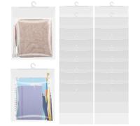 Operitacx 30pcs Hanging Storage Bags with Hanger, 14.15'' X 10.6'' Clear Plastic Waterproof Hanging Bag Reusable for Classroom School Supplies, Library, Pharmacy, Armoire, Bathroom, Wardrobe, Clothes