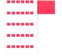 Operitacx 30pcs Multi-functional Red Pvc and Steel Measurement Flags with Poles for Lawn Marking and Underground Utilities Surveying, Sturdy Flags That Will Not Fade Or Deform Easily