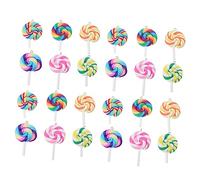 Operitacx 30Pcs Polymer Clay Lollipop Charms DIY Candy Pendants for Keychain Necklace Bracelet Making Lightweight Durable Rainbow Colorful Decorations Random Color