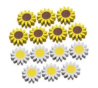 Operitacx 30pcs Sunflower Wooden Beads for DIY Craft Making Smooth Surface Jewelry Craft Beads with Loose Charms for Bracelets Necklaces Home Decoration Random Color