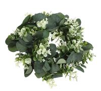 Operitacx 33cm Artificial Eucalyptus Leaves Wreath Green Decorative Garland with Pe and Cloth Material, Adds Freshness and Vitality, for Desktop Candle Decoration Or Shopwindow Decoration
