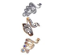 Operitacx 3Pcs Adjustable Ethnic Style Peacock Finger Rings Crochet Loop Rings for Yarn Guide Finger Decoration for Knitting Lovers and Everyday Wear