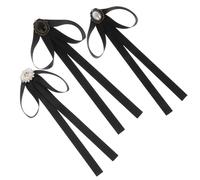 Operitacx 3pcs Black Japanese Style Bow Tie Accessories for Ladies with Comfortable Ribbon Material and Pin the Back, Easy to Wear for Dancing Parties and Banquets