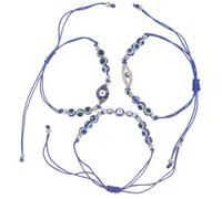 Operitacx 3pcs Blue Evil Eye Bead Bracelets for Women, Comfortable Alloy and Wax String Wrist Jewelry, Unique Design Adds A Touch of Mystery, for Festivals and Parties