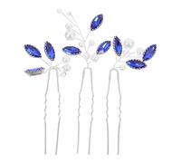 Operitacx 3pcs Blue Rhinestone Hairpins Set for Women, Stylish and Decorative Hair Accessories Made with Copper Wire and Pearls, for Weddings and Birthdays