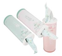 Operitacx 3pcs Car Facial Tissues Cylinder Boxes with 40 Sheets Each, Portable Round Tissue Holder for Travel and Car Use, Cute Printed Design, Multi-Color Set