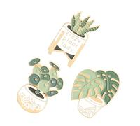 Operitacx 3pcs Cartoon Potted Plant Brooch Pin Set, Lightweight Alloy Material Chic Appearance, Portable Lapel Pins for Bags and Backpacks, Stylish Green Garden Plant Accessories