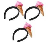 Operitacx 3pcs Cute Ice Cream Cone Spa Hair Headbands for Face Washing and Makeup Application, Fabric Material, Multifunctional Accessory with Universal Fit for Stylish and Fun Hair