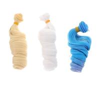 Operitacx 3pcs DIY Doll Wig Hair Extensions Curly High Temperature Resistant Doll Hair for in White Light Blonde Gradient Blue
