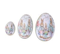 Operitacx 3pcs Easter Tinplate Candy Boxes Set, Colorful Rabbit Egg-shaped Containers in Large, Medium Small Sizes, Reusable Festival Candy Packaging for Party Decorations Random Style