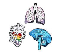 Operitacx 3Pcs Enamel Brooch Slip Painted Corsages Love Heart Brain Pins Clothing Ornament for Women Gothic Halloween Party Accessories Gift