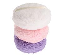 Operitacx 3pcs Extra Large Short Velvet Powder Applicators for Body Beauty Routine in Watermelon Pink Creamy White Purple Colors Reusable Makeup Tools for Powder Application