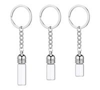 Operitacx 3pcs Glass Essential Oil Bottles Set with Bright Silver Acrylic Caps and Keychains, Small Medium Large Travel-size Portable Perfume Bottles for DIY Hanging Decor and Aromatherapy