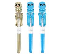 Operitacx 3pcs Halloween Ballpoint Pens, Pumpkin Skull Glowing Writing Skeleton Pen Mixed Styles for Party Decor