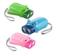 Operitacx 3pcs Hand Press Pig Flashlight Kawaii Cartoon Small Torch Portable Emergency Boys and Girls Travel Torch Set Random Color