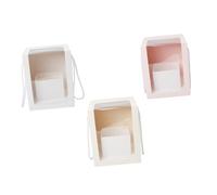 Operitacx 3pcs Large Flower Portable Packing Boxes with Single-side Pvc Window, Shape Storage Boxes in Pink, White, and Beige for Bouquet Presentation