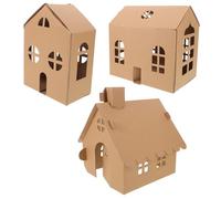 Operitacx 3pcs Mini Cardboard House Building Kit for Easy DIY Craft Model with Paintable Surfaces Creative Educational for Family Bonding Travel Friendly Space Saving Design