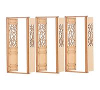Operitacx 3pcs Miniature Wooden Door Movable Double Door Unpainted Huizhou-Style Dollhouse Accessories for DIY Scene and Photo Props Beige Frame