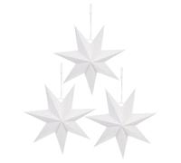Operitacx 3pcs Paper Star Lanterns, 7-Point Hollow Hanging Star Ornament Christmas Decorations Hanging Lampshade for Xmas New Year Wedding Holiday Party (White, 14inch)